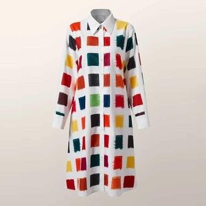 Colorful Geometric Print Shirt Dress